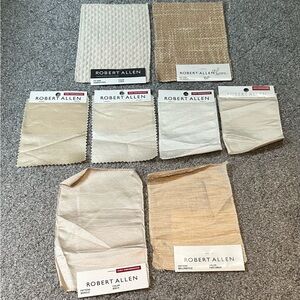 Lot of 8 Robert Allen Fabric Sample Remnants Neutral Cream Beige Luster Crafts